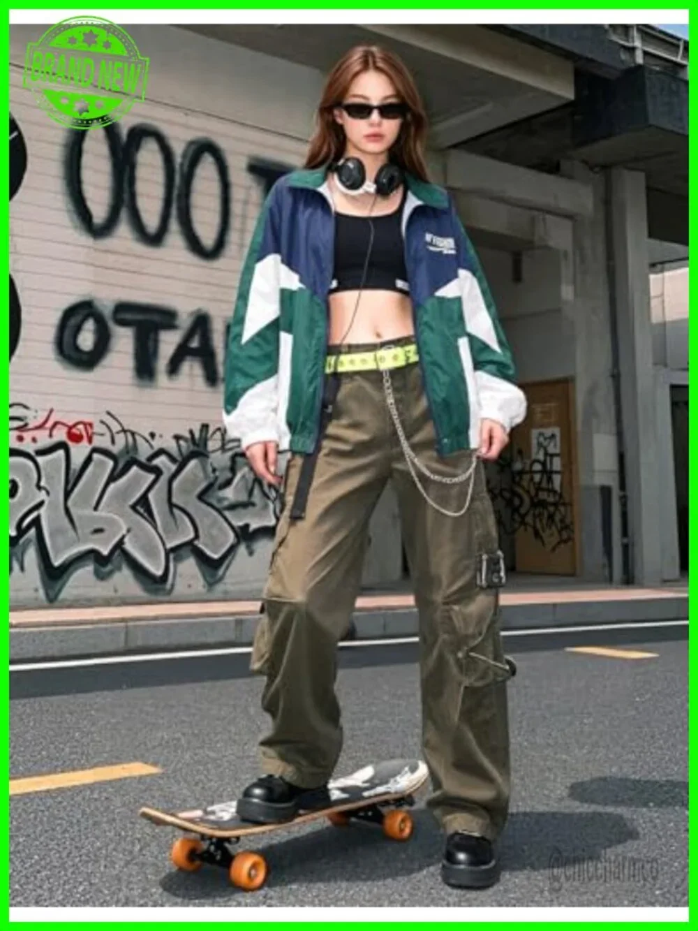 Women's Oversized Windbreaker Jacket Y2K Colorblock Varsity Zip Up Long Sleeve